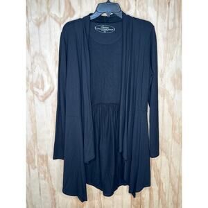 Soma Live Lounge Wear Black Luxuriously Soft Open Front Duster Size Small